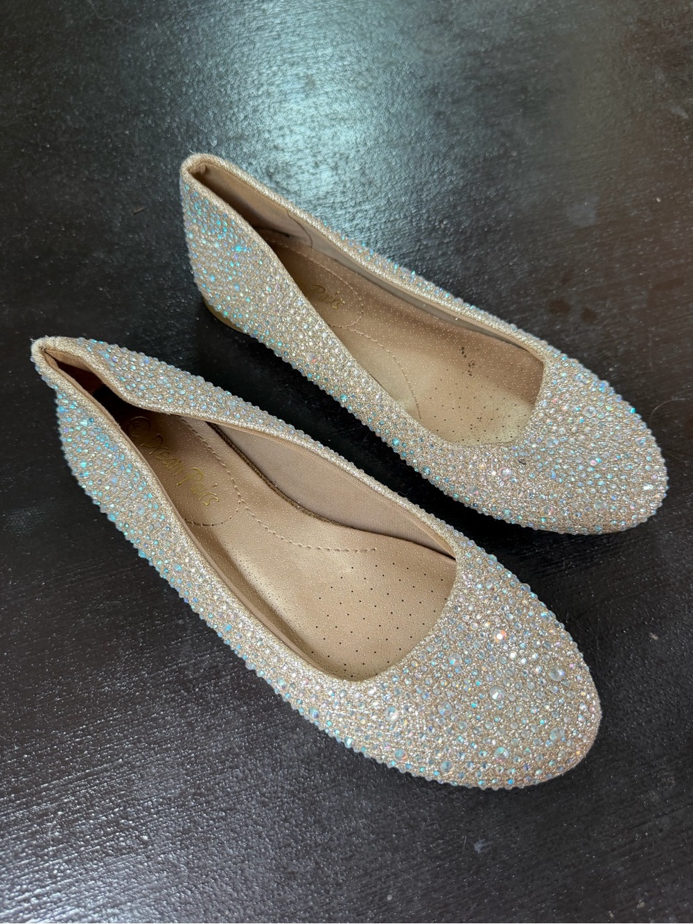 Dream Pairs Champagne Crystal Ballet Flats